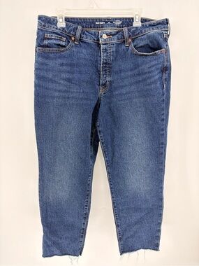 Old Navy OG Straight High Rise Blue Jeans - 16 Petite - medium/dark wash
